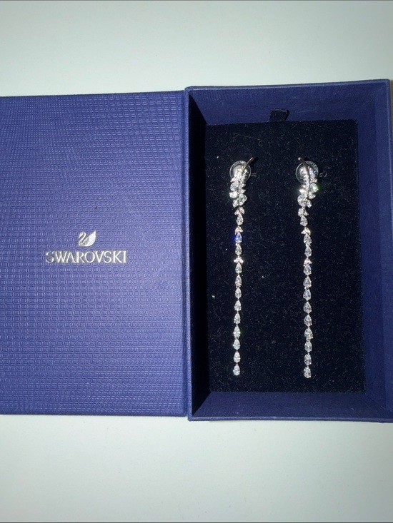 Swarovski Jewelry - Swarovski Silver-Tone Clear Crystal Linear Drop Earrings